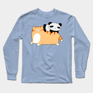 Orange Tabby Cat and Panda Long Sleeve T-Shirt